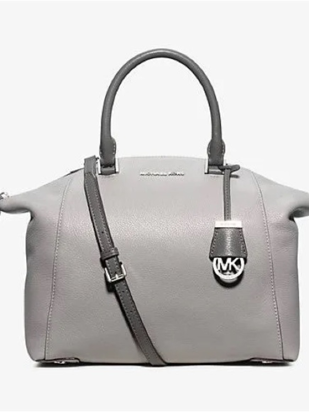 Michael Kors Riley (Pearl Grey) Leather Satchel with Shoulder Strap